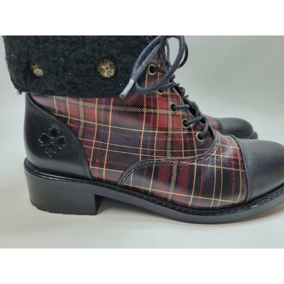 Patricia Nash Lia 2 Tartan Plaid Leather Ankle Boots‎ Sz 7 M - Picture 2 of 13